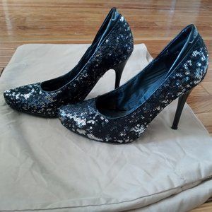 Ed Hardy Black & Silver Sequin Pumps